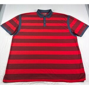 Callaway Golf Shirt Mens 3XLT Tall Red Striped Opti Dri Performance Stretch
